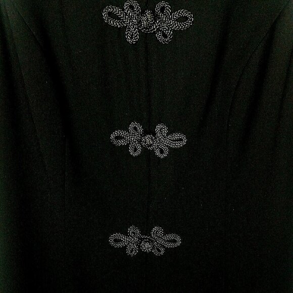 Sleek Edgy Chic Black Dress Vintage Size 14 Minimalist Dark Academia Elegant Fem - Picture 5 of 9